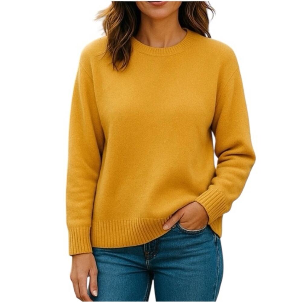 Mustard Yellow Hi Low Sweater XL Oversized Cozy Knit Fall Layering
